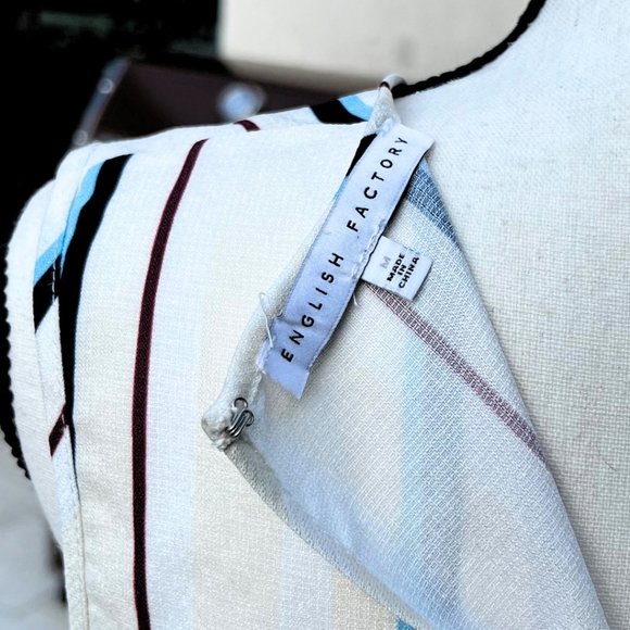 English Factory Dramatic Sleeveless High Low Poplin Striped Shirt M - Picture 15 of 15